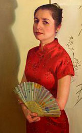 "Woman in Red Chinese Dress" (detail) (c) Corina Alvarez-Roure